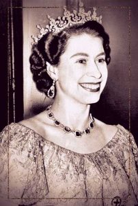 Queen Elizabeth II wearing the Girls of Great Britain and Ireland tiara.