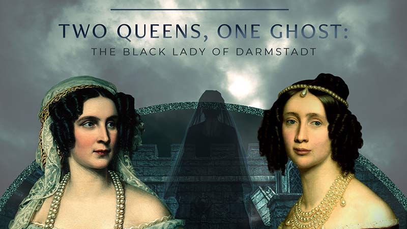 Video thumbnail featuring portraits of Queen Therese of Bavaria, Queen Maria Anna of Saxony, and a ghost draped in a long black mourning veil